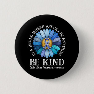 Be Kind Daisy Flower Blue Child Abuse Prevention 2 Inch Round Button