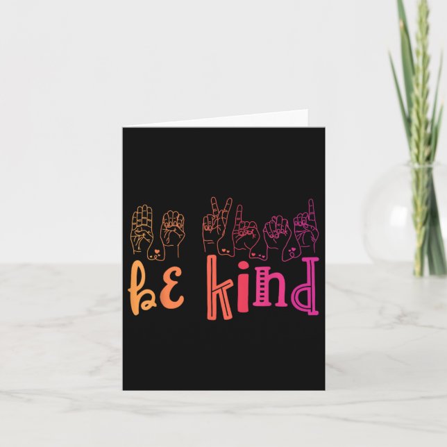 Be Kind Deaf Awareness Shirt Sign Language Kindnes Card (Front)