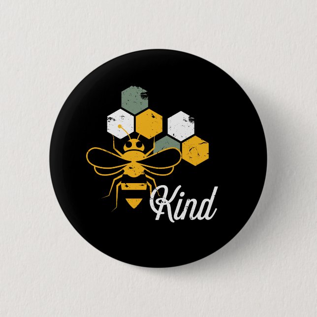 Be Kind Funny Kindness Bee Puns for Beekeeper 2 Inch Round Button (Front)