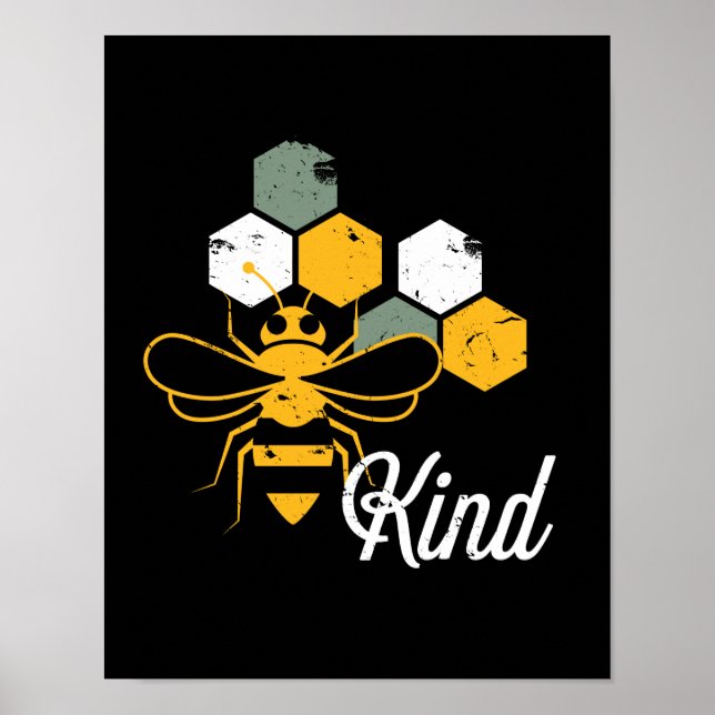 Be Kind Funny Kindness Bee Puns for Beekeeper Poster (Front)