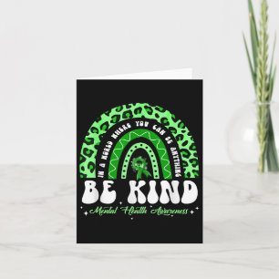 Be Kind Green Ribbon Leopard Rainbow Mental Health Card