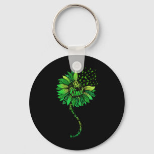 Be Kind Green Ribbon Sunflower Mental Health Aware Keychain