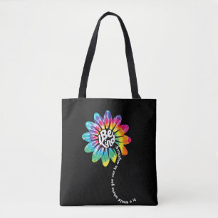 Be Kind Groovy Tie Dye Flower Power Anti Bullying Tote Bag