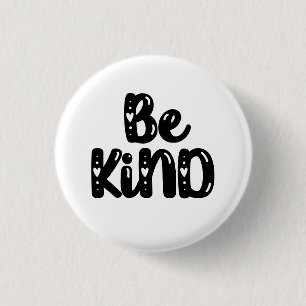 Be Kind Hand Lettered Typography with Hearts 1 Inch Round Button