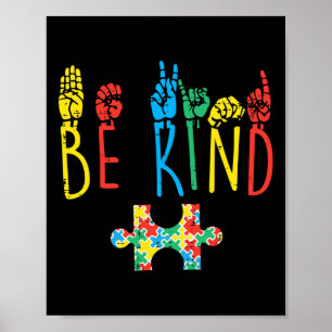 Be Kind Hand Sign Language Puzzle Autism Awareness