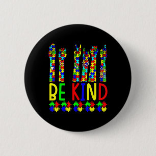 Be Kind Hand Sign Language Puzzle Autism Awareness 2 Inch Round Button