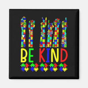 Be Kind Hand Sign Language Puzzle Autism Awareness Magnet