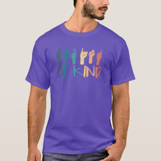 Be Kind Hand Sign Languageeachers Retro Interprete T-Shirt