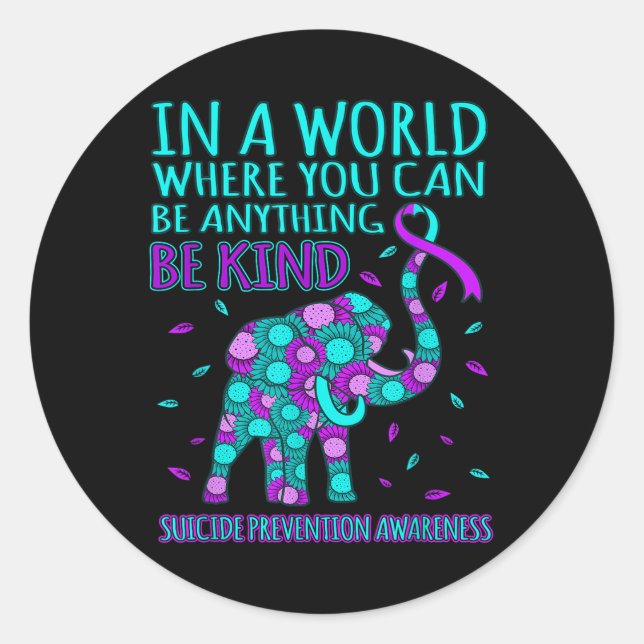Be Kind Happy Suicide Prevention Awareness Support Classic Round Sticker (Front)