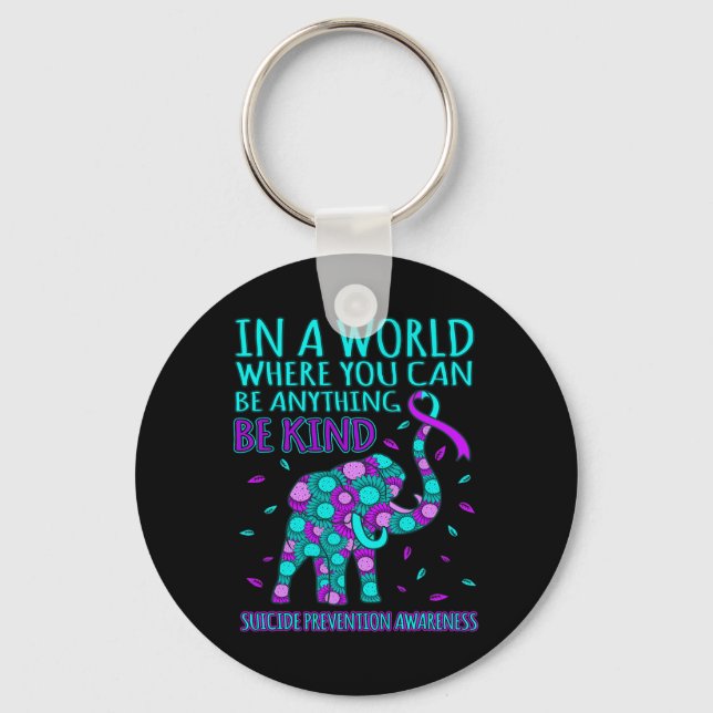 Be Kind Happy Suicide Prevention Awareness Support Keychain (Front)