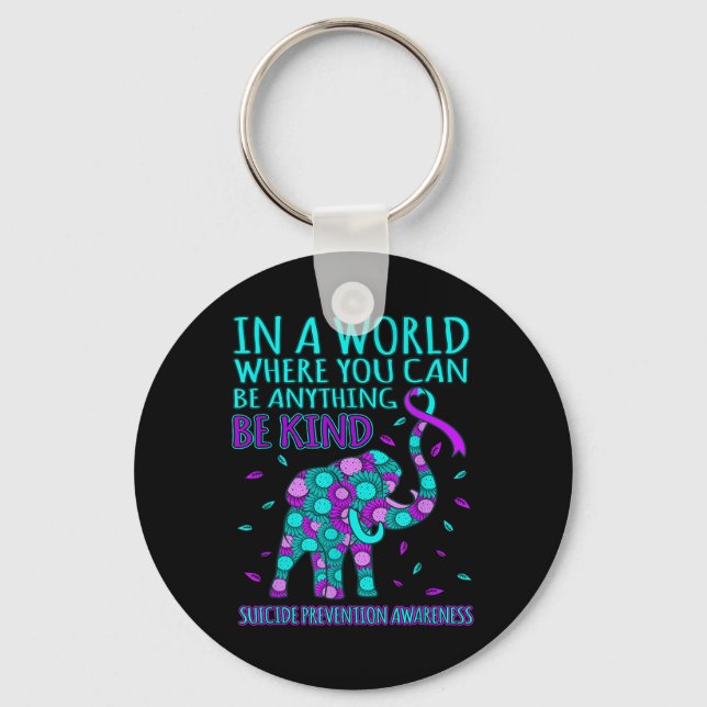 Be Kind Happy Suicide Prevention Awareness Support Keychain (Front)