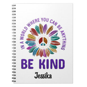 Be Kind Hippie Boho Custom Personalized Notebook