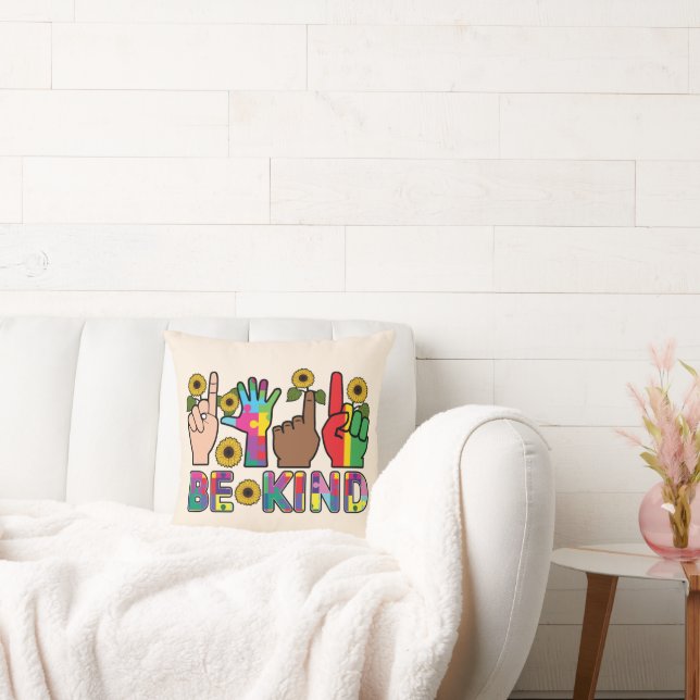Be Kind Inclusivity – Positive Message Home Decor Throw Pillow (Couch)