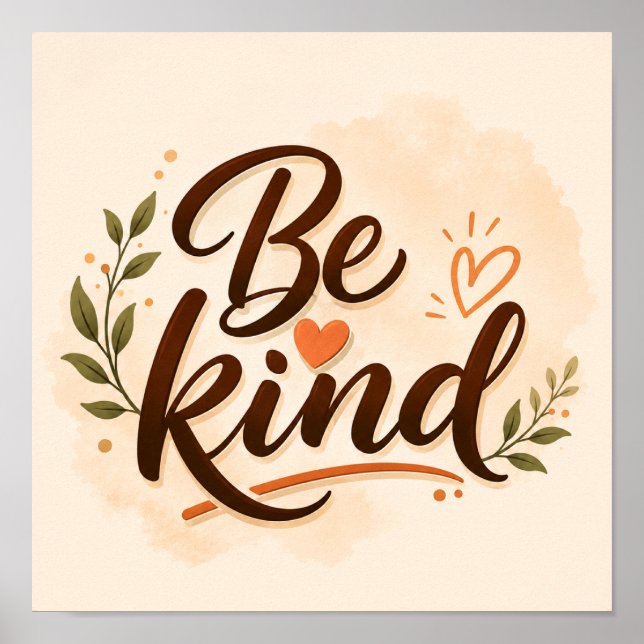 Be Kind Inspirational Typography Poster (Front)