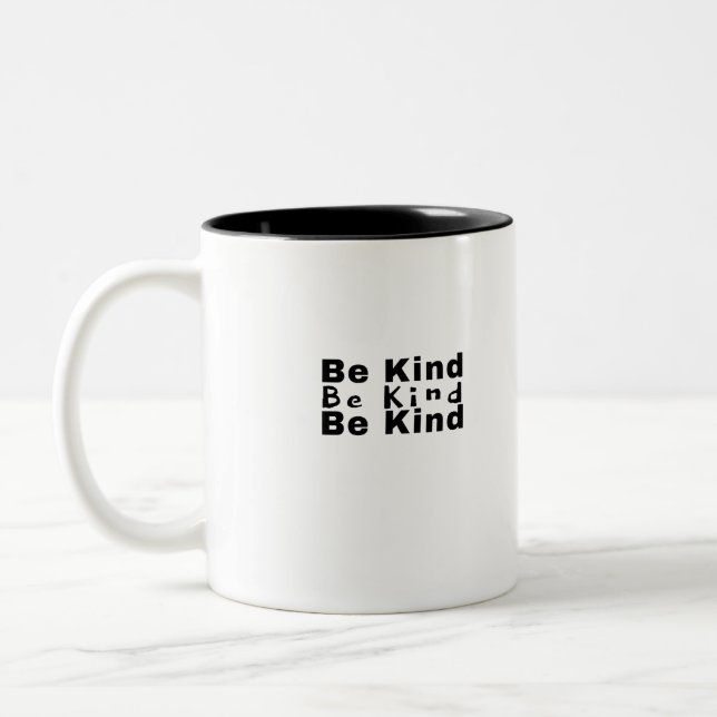 Be Kind-Kindness-Kind-Inspirational-Positive-Cute Two-Tone Coffee Mug (Left)