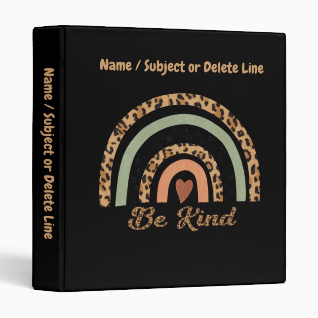 Be Kind Leopard Print Rainbow Binder (Front/Spine)