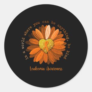 Be Kind Leukaemia Awareness Orange Ribbon Classic Round Sticker