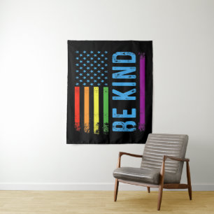 Be Kind Lgbt Lgbtq Gay Pride Rainbow Tapestry