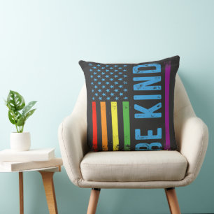 Be Kind Lgbt Lgbtq Gay Pride Rainbow Throw Pillow