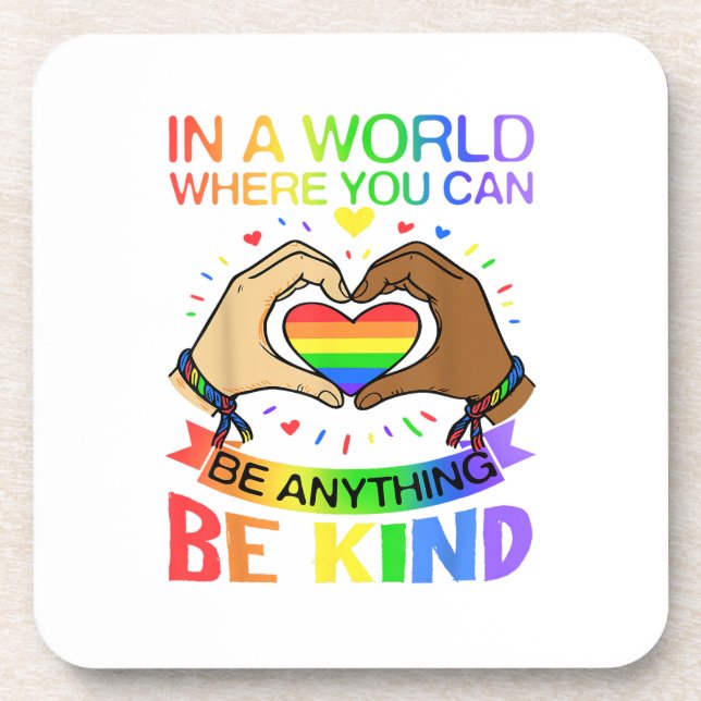 Be Kind LGBT Pride Rainbow Equality Awareness Tee Coaster (Front)