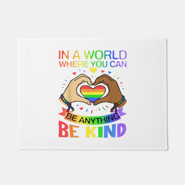 Be Kind LGBT Pride Rainbow Equality Awareness Tee Doormat (Front)