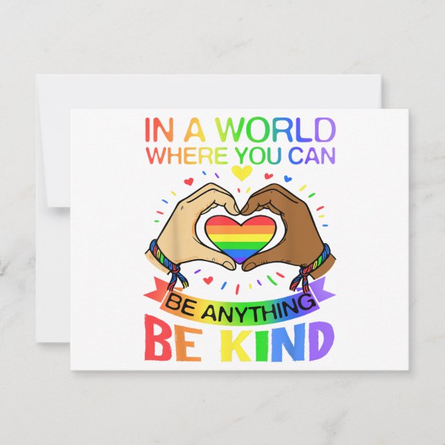 Be Kind LGBT Pride Rainbow Equality Awareness Tee Holiday Card (Front)