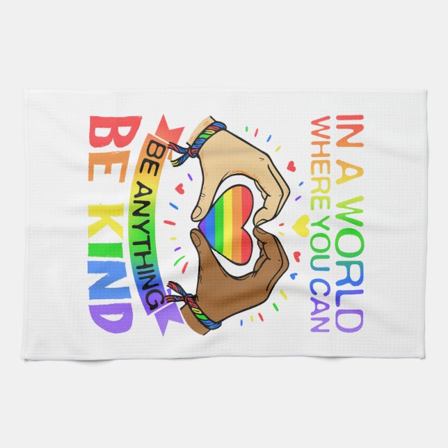 Be Kind LGBT Pride Rainbow Equality Awareness Tee Kitchen Towel (Horizontal)