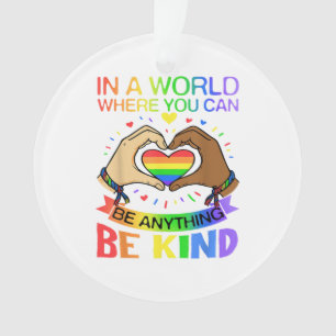 Be Kind LGBT Pride Rainbow Equality Awareness Tee Ornament