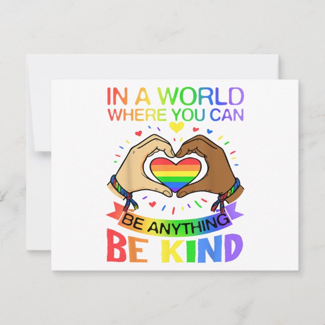 Be Kind LGBT Pride Rainbow Equality Awareness Tee Thank You Card (Front)