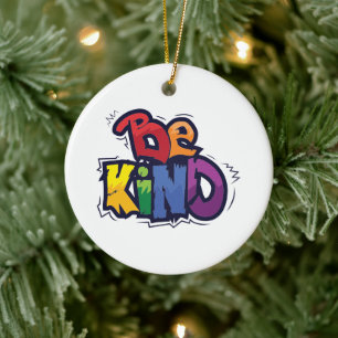 Be Kind LGBTQ Rainbow Pride Month Ceramic Ornament