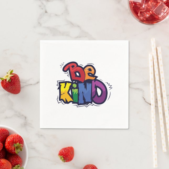 Be Kind | LGBTQ | Rainbow | Pride Month Napkin (Insitu)