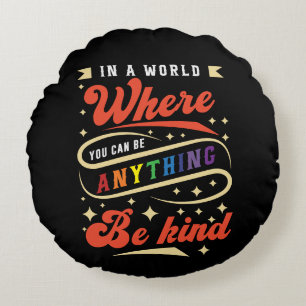Be Kind LGBTQ Rainbow Pride Month Round Pillow