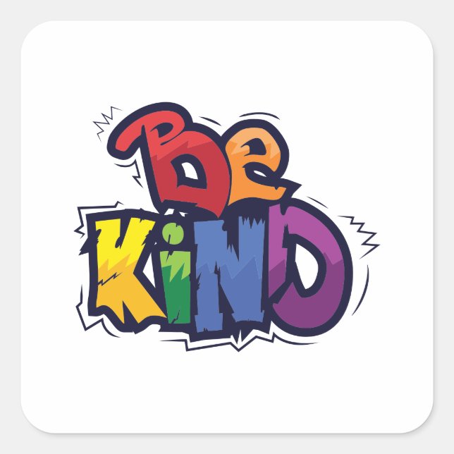 Be Kind | LGBTQ | Rainbow | Pride Month Square Sticker (Front)