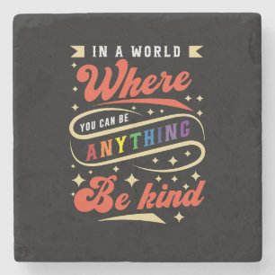 Be Kind LGBTQ Rainbow Pride Month Stone Coaster