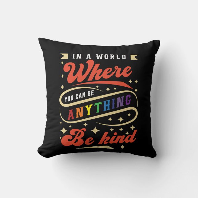 Be Kind | LGBTQ | Rainbow | Pride Month Throw Pillow (Front)