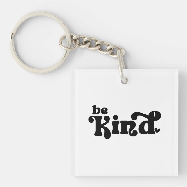 Be Kind Minimalist  – Bold Black Kindness Keychain (Front)