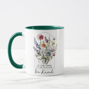 Be Kind Mug – Watercolor Wildflower Kindness