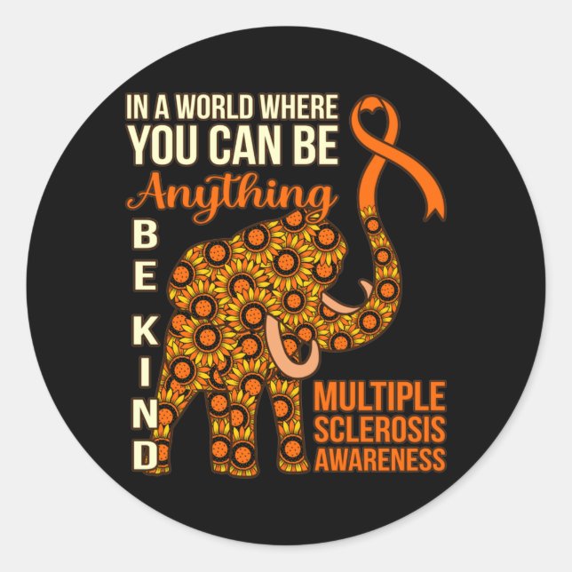 Be Kind Multiple Sclerosis Awareness Support Graph Classic Round Sticker (Front)