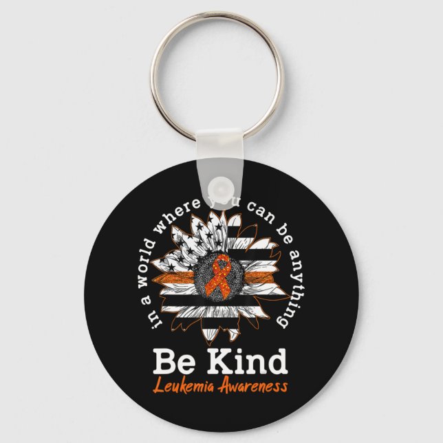 Be Kind Orange Ribbon Sunflower Kindness Leukaemia Keychain (Front)