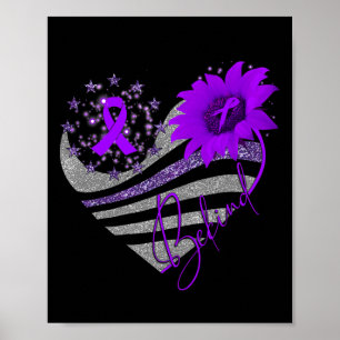 Be Kind Overdose Awareness Sunflower Ribbon Purple Poster