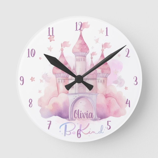 Be Kind Palace on the Pink Cloud customizable Round Clock (Front)