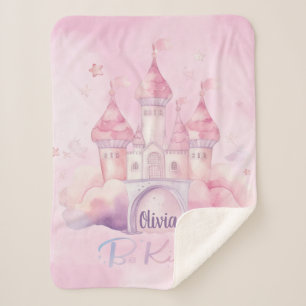 Be Kind Palace on the Pink Cloud Sherpa Blanket