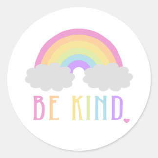 Be Kind Pastel Rainbow Classic Round Sticker