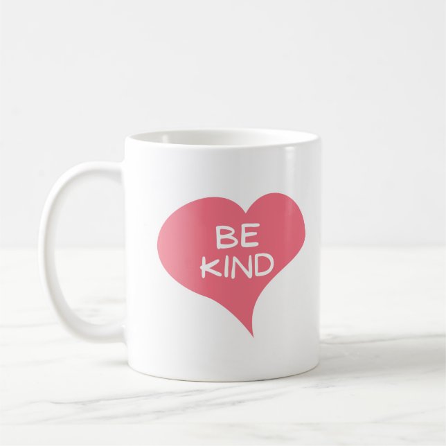 BE KIND Pink Love Heart Coffee Mug (Left)