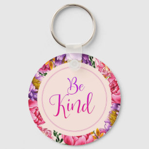 Be Kind Pink Peony Key Chain