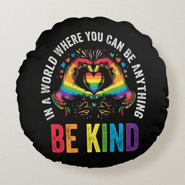 Be Kind Pride LGBT Month Round Pillow (Front)