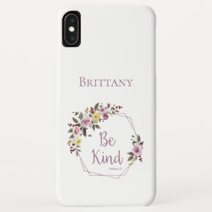 Be Kind Purple Yellow Floral Watercolor iPhone XS Max Case