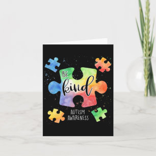 Be Kind Puzzle Pieces Cute Autism Awareness Card