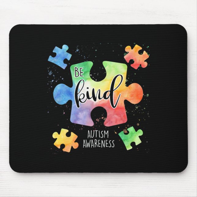 Be Kind Puzzle Pieces Cute Autism Awareness  Mouse Pad (Front)