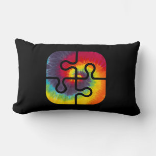 Be Kind Puzzle Pieces Tie Dye Cute Autism Awarenes Lumbar Pillow